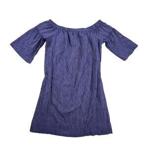 Madewell blue striped off the shoulder mini dress, size 2